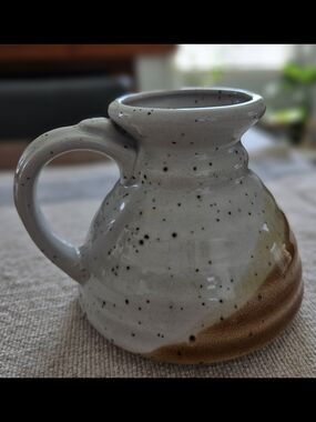 Clay In Mind No Spill Travel Mug Speckled Pottery Caramel Tan 4.25” Vintage 16oz